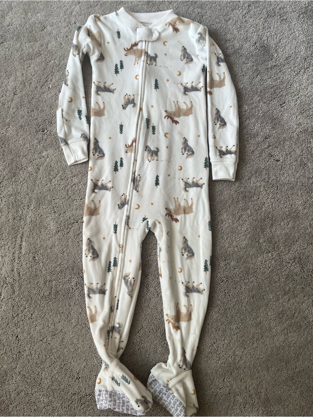 Cream Woodland Animal Footed One-Piece for Kids 2T New